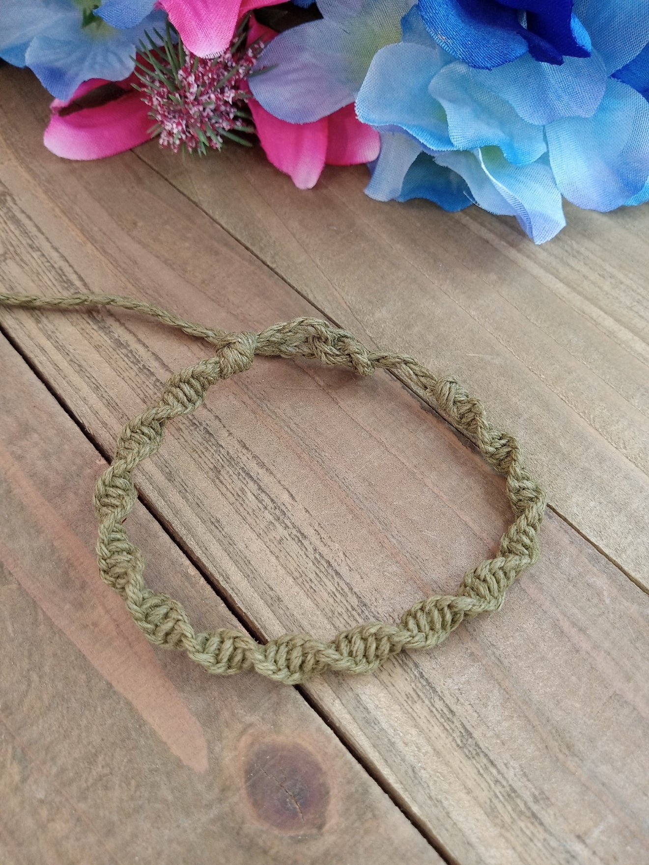 Spiral Hemp Bracelet - Surfer Style - Sage