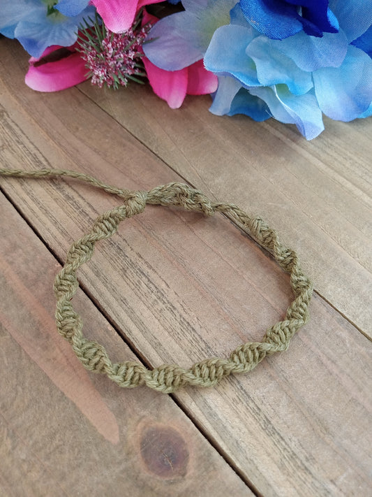 Spiral Hemp Bracelet - Surfer Style - Sage