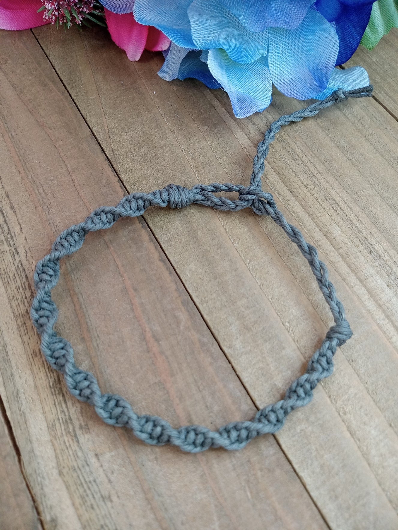 Spiral Hemp Bracelet - Surfer Style - Gray