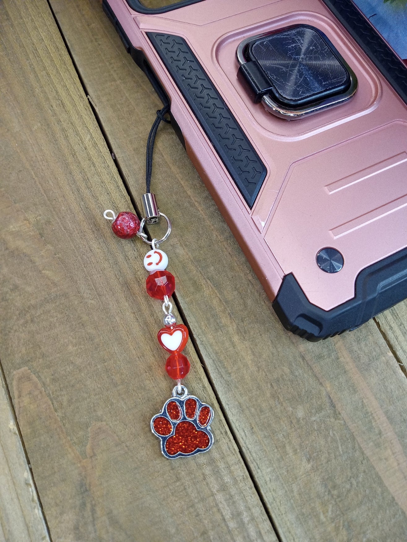 Phone Charm - Red Paw Print