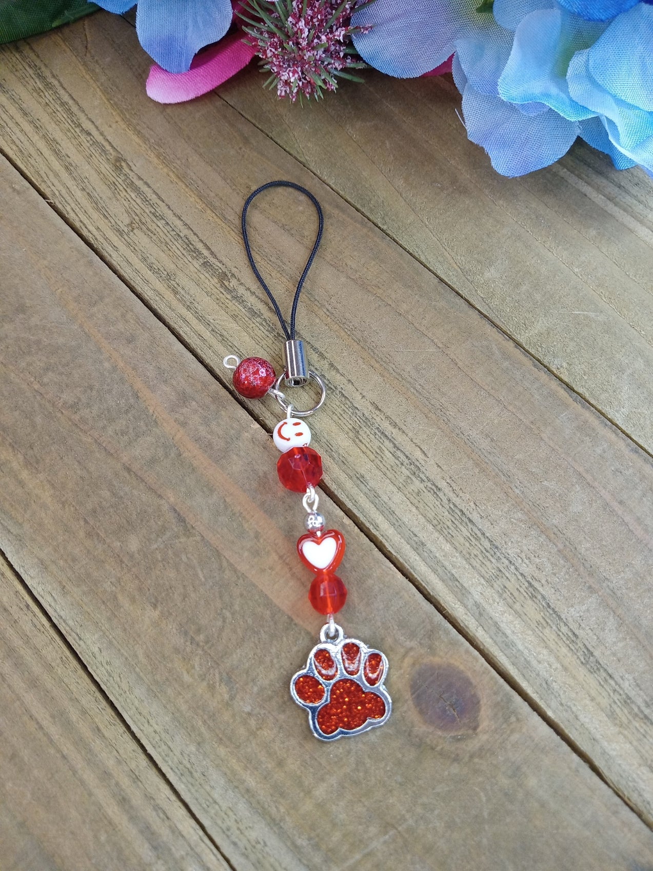 Phone Charm - Red Paw Print