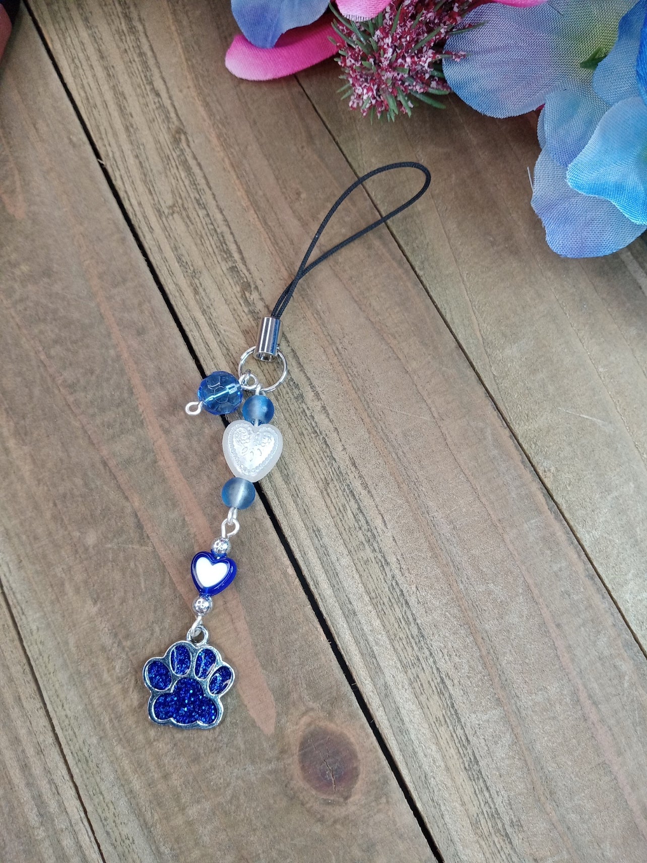 Phone Charm - Dark Blue Paw Print