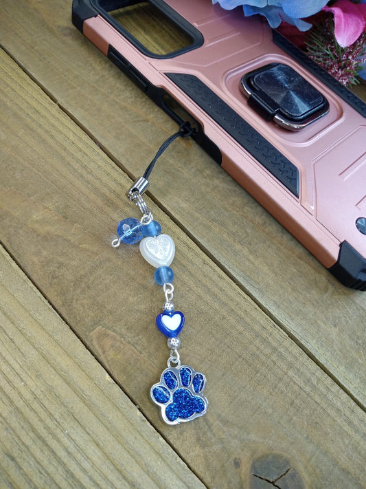 Phone Charm - Dark Blue Paw Print