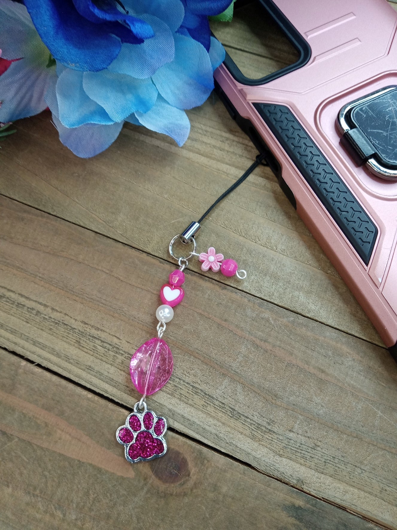 Phone Charm - Pink Paw Print