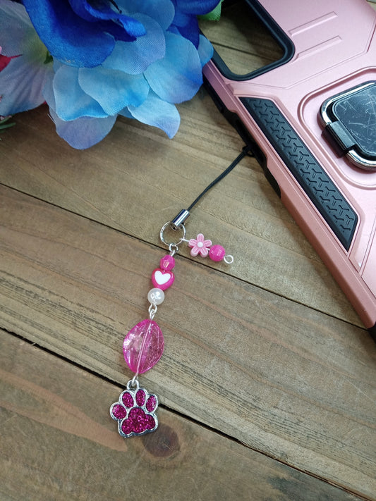 Phone Charm - Pink Paw Print