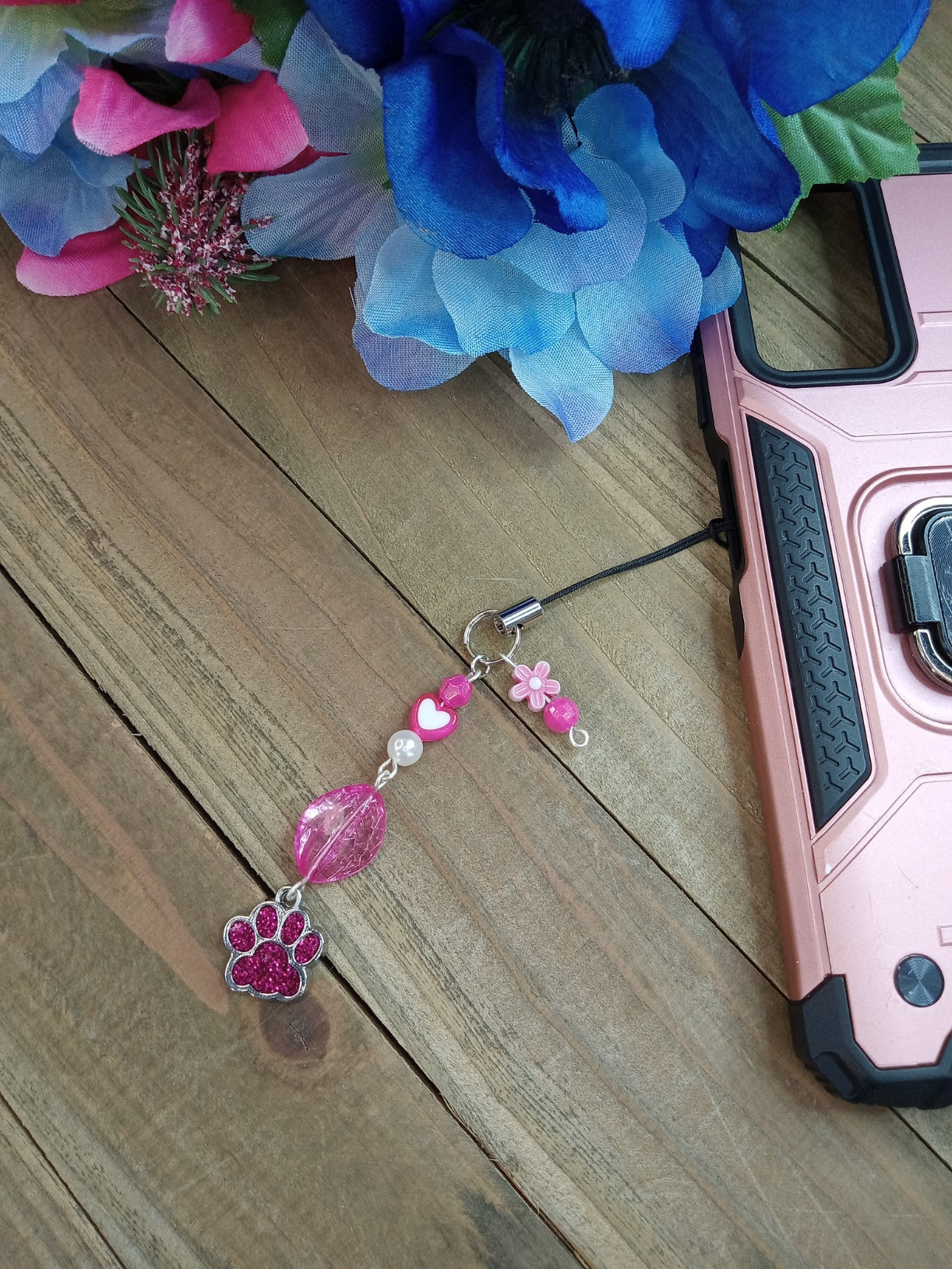 Phone Charm - Pink Paw Print