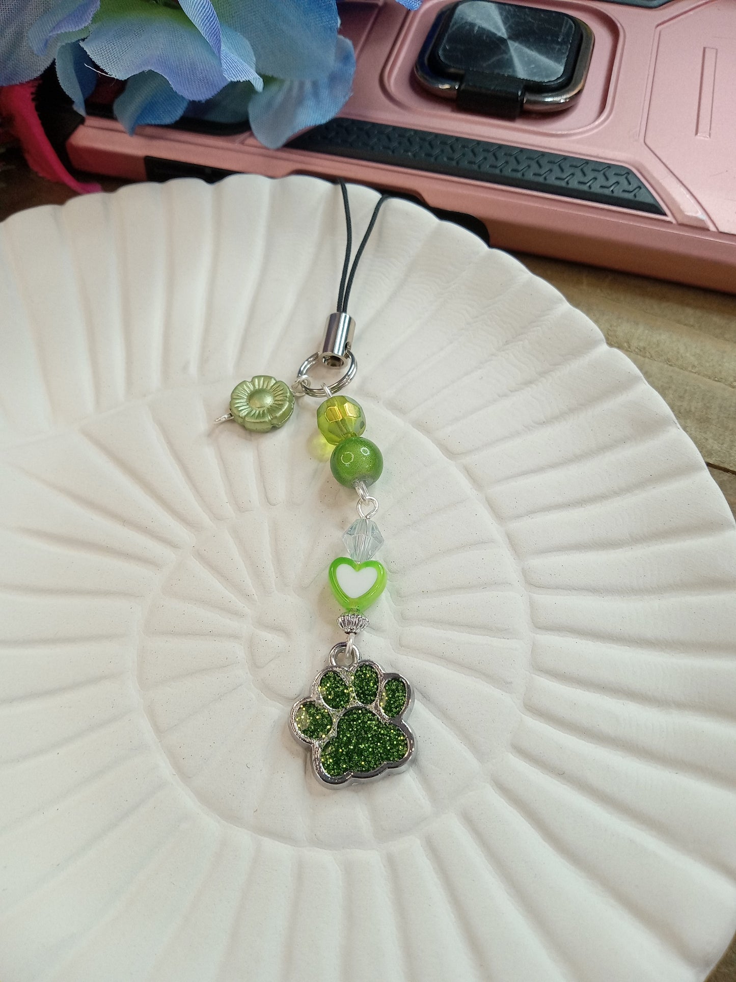 Phone Charm - Green Paw Print