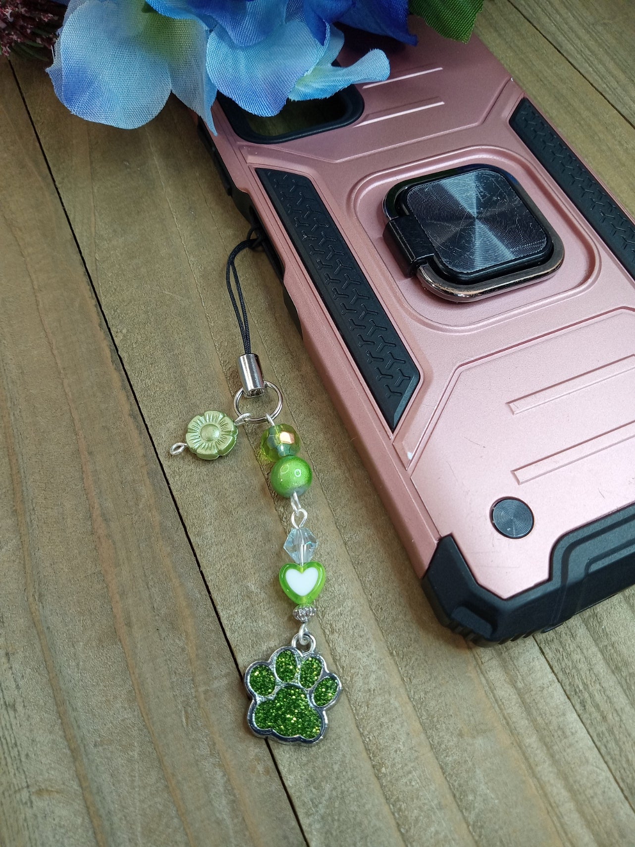 Phone Charm - Green Paw Print