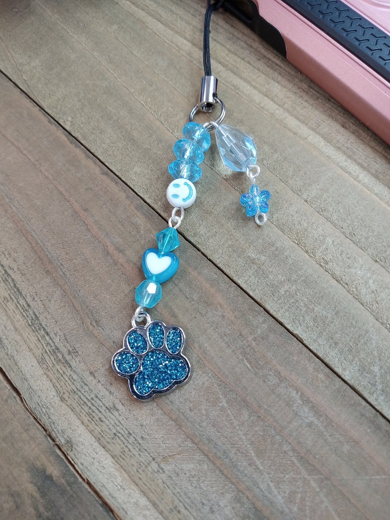 Phone Charm - Blue Paw Print