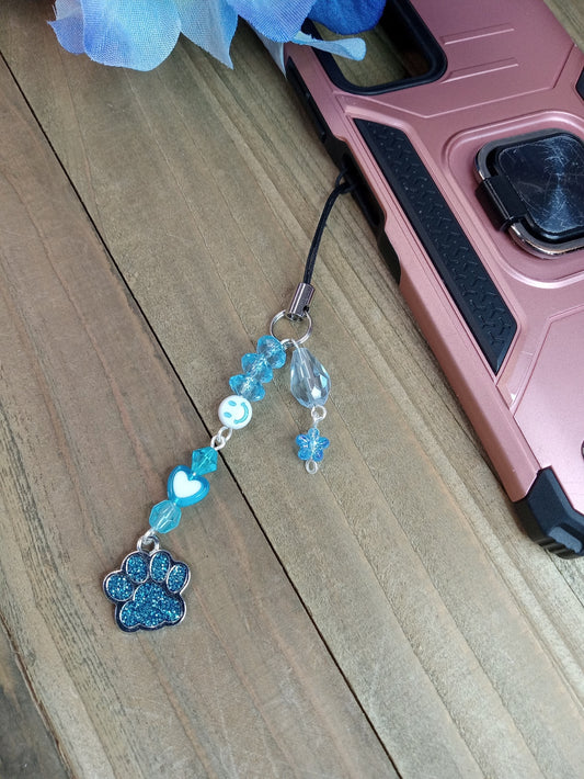 Phone Charm - Blue Paw Print