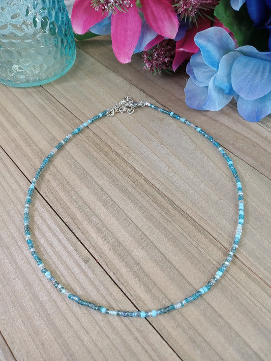 Beaded Choker Necklace - Beach Blues