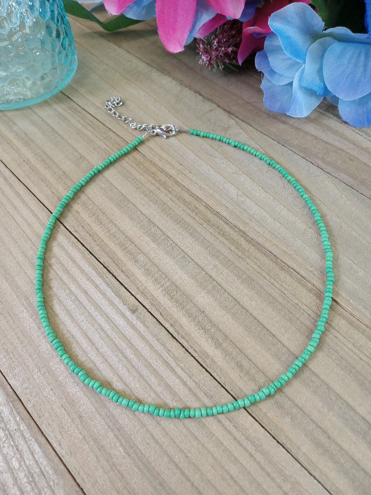 Beaded Choker Necklace - Green