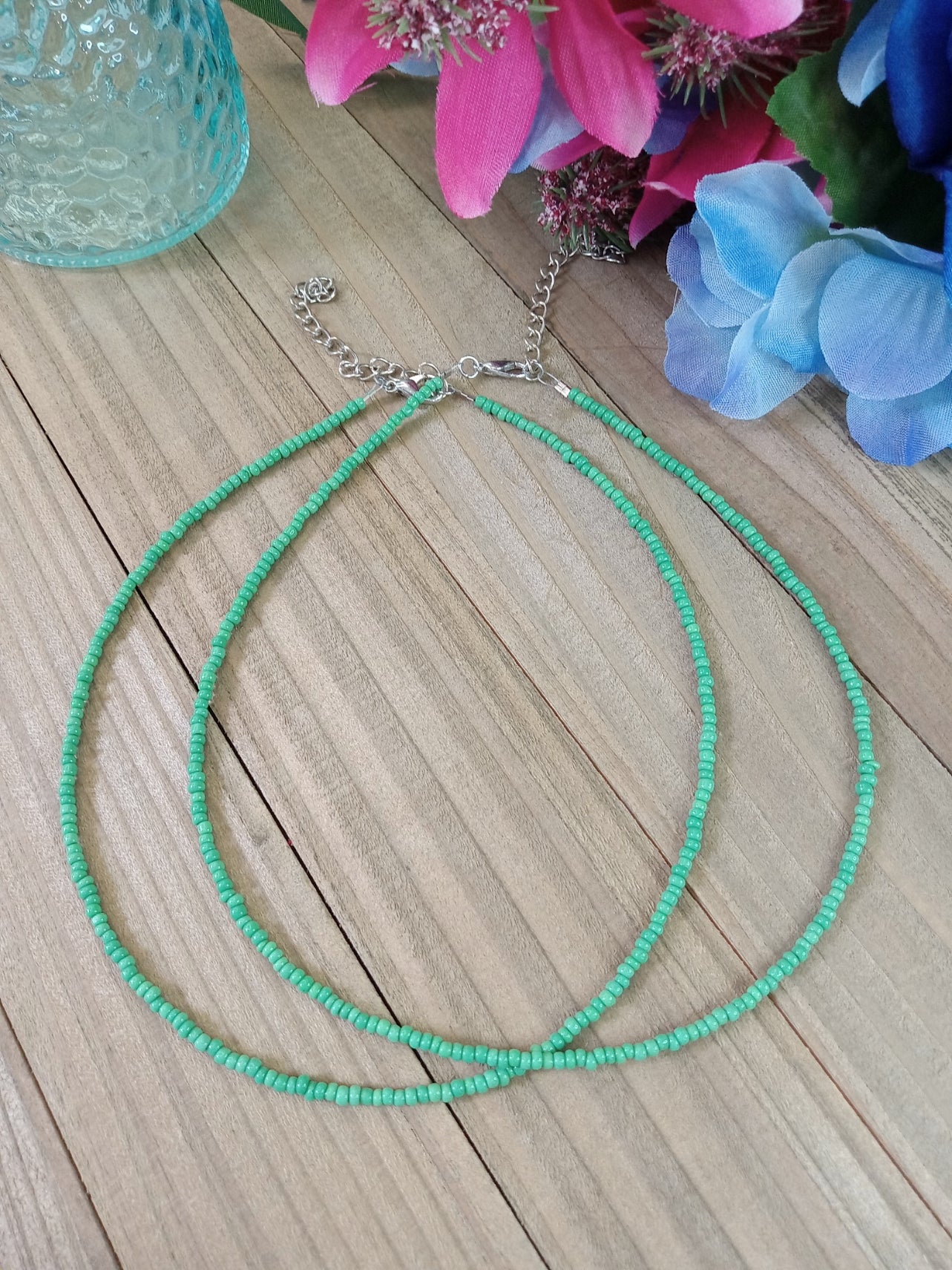 Beaded Choker Necklace - Green