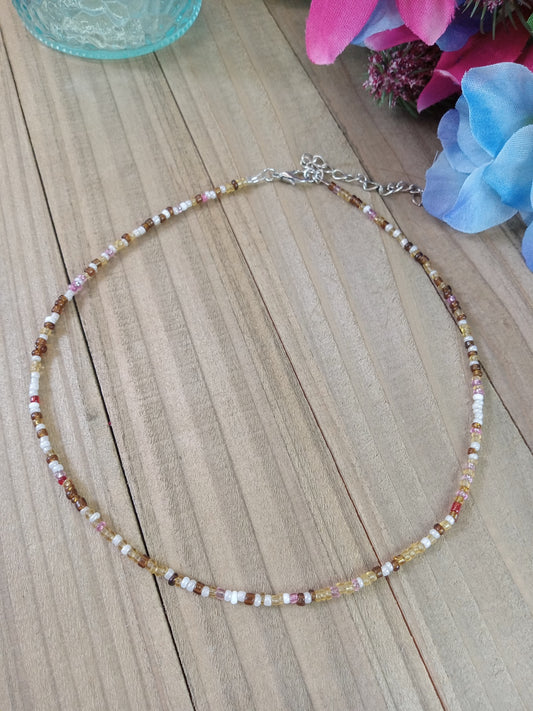 Beaded Choker Necklace - Brown