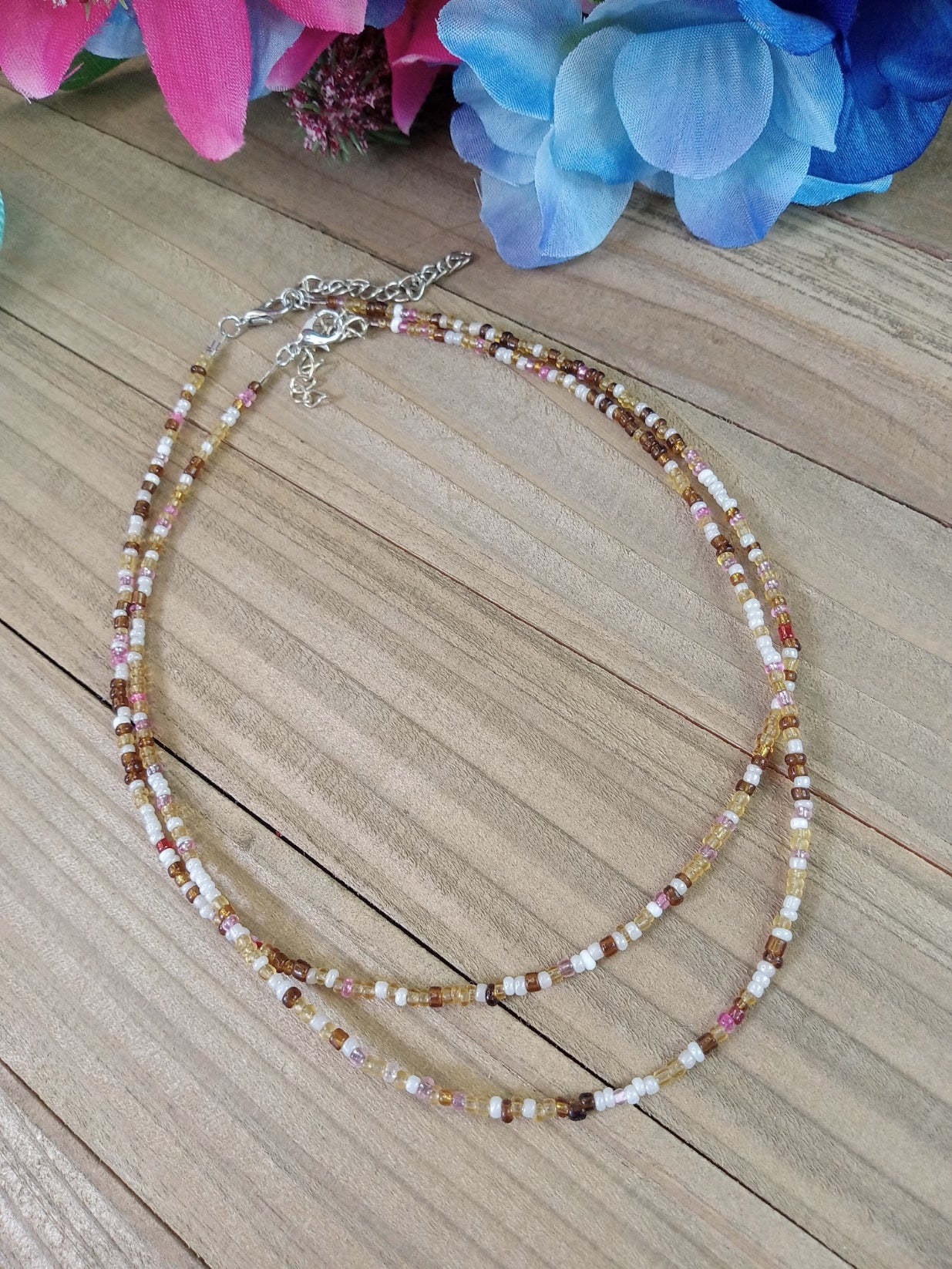 Beaded Choker Necklace - Brown