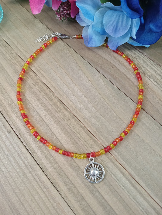 Beaded Choker Necklace - Mini Sunburst