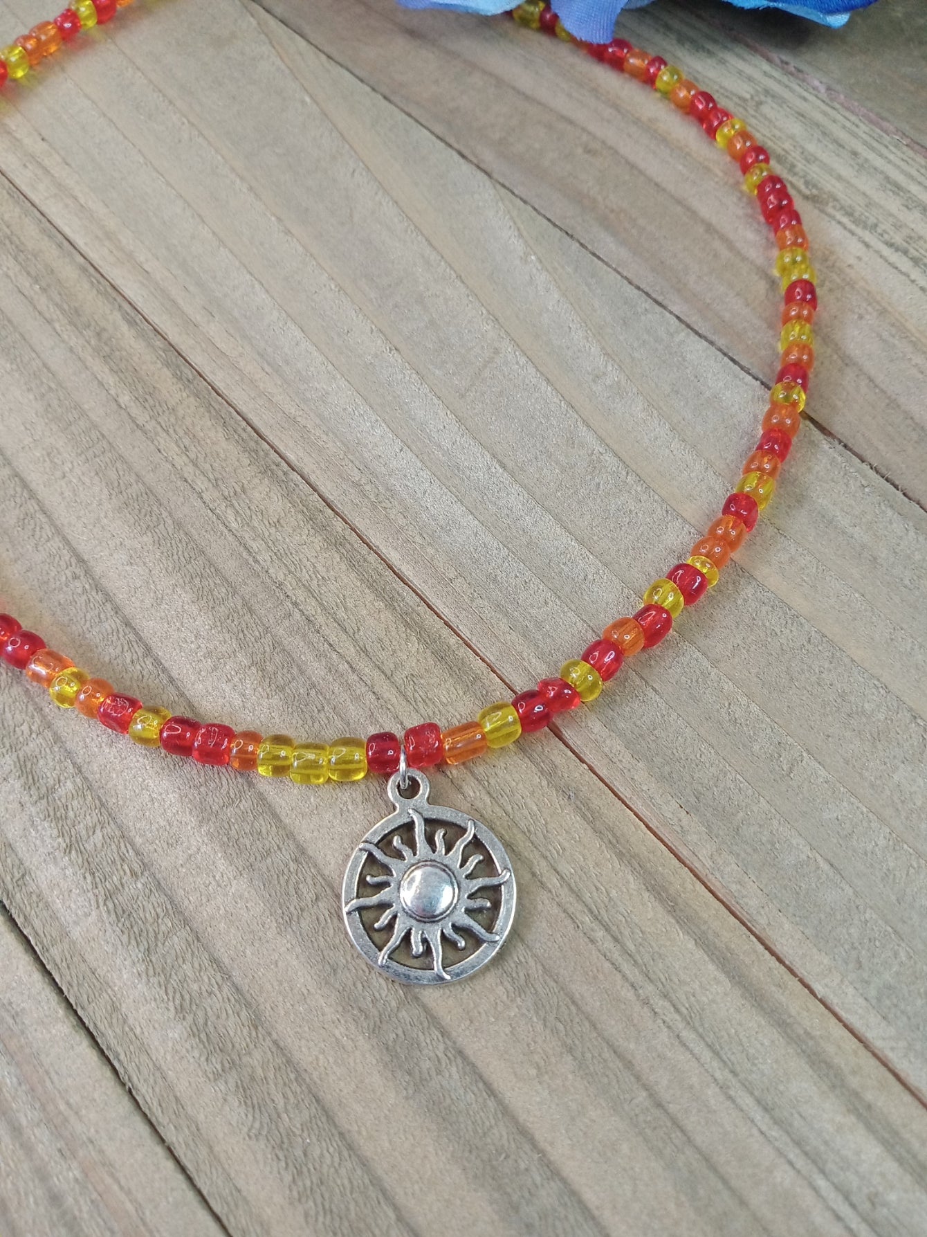 Beaded Choker Necklace - Mini Sunburst