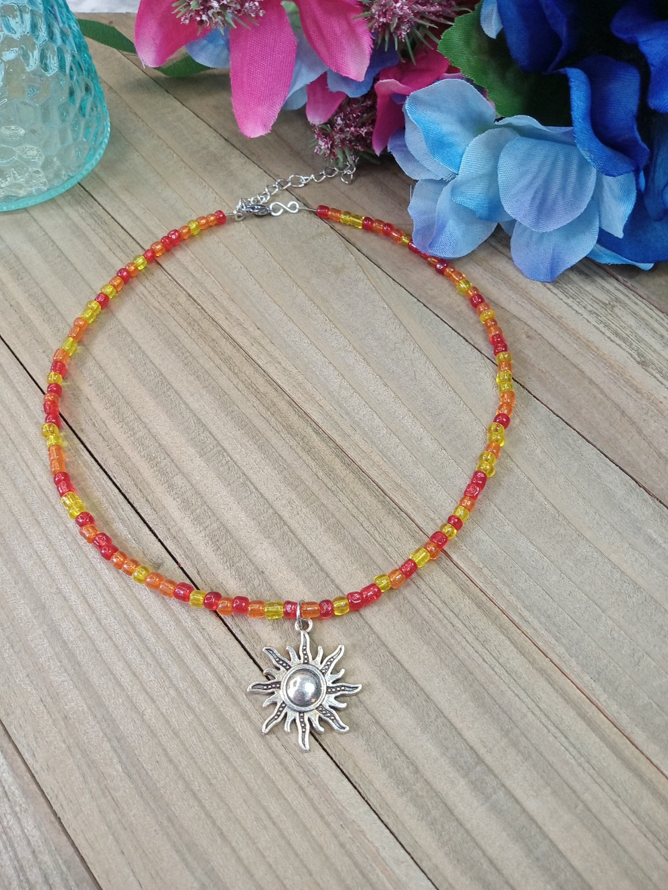 Beaded Choker Necklace - Sunburst